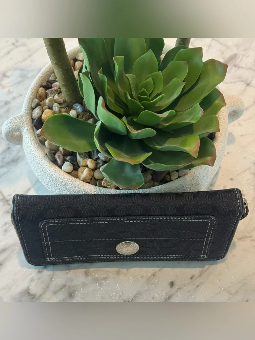 Coach Signature Zip Around Medallion Wallet